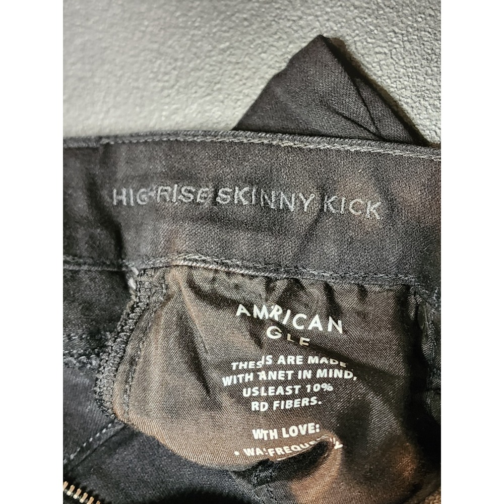 American Eagle Skinny Kick High Rise Next Level Stretch 4 X-Long Black - Picture 3 of 10